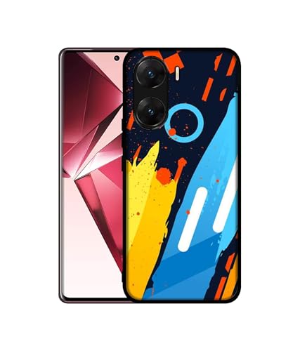 Image of Abstract Stripes Geometric Figures Design Premium 2D Printed Metal Back Case Cover for Vivo V29E 5G