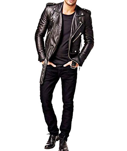 Image of SKADO Genuine Leather Jacket Men Real Leather Jacket Biker Soft Lambskin SlimFit
