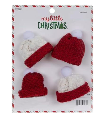 Mini Christmas Tree Ornaments for Tiny Tree (Mini Red & White Snow Hats)