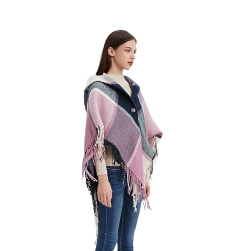 Image of Womens Blanket Scarf Buffalo Plaid Long Warp Shawls Fashion Tartan Knit Winter Warm Lattice Scarves