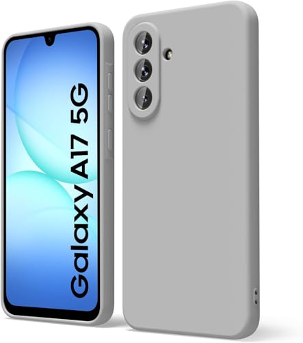 Image of DIZORO Microfiber Candy Case for Samsung A17 5G Smooth Touch Cushion Liquid Soft Silicone Gel Rubber Phone Cases Non-Slip Full Body Protective Shockproof Back Cover -Titanium