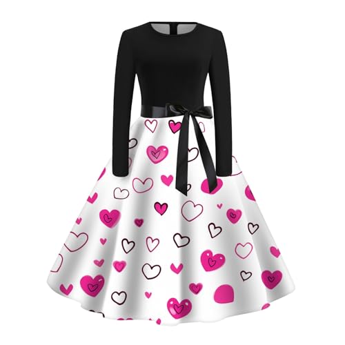 Robe de soirée grande taille col rond avec jupe ample imprimée pour femme