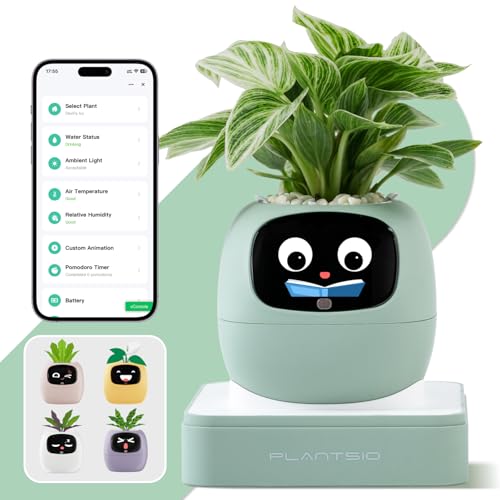 Smart Plant Pot with Visual Display – Soil Moisture, Water Level, Light & Battery Monitor, 80ml...