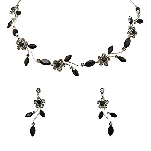 Image of Faship Gorgeous Rhinestone Crystal Floral Necklace Earrings Set