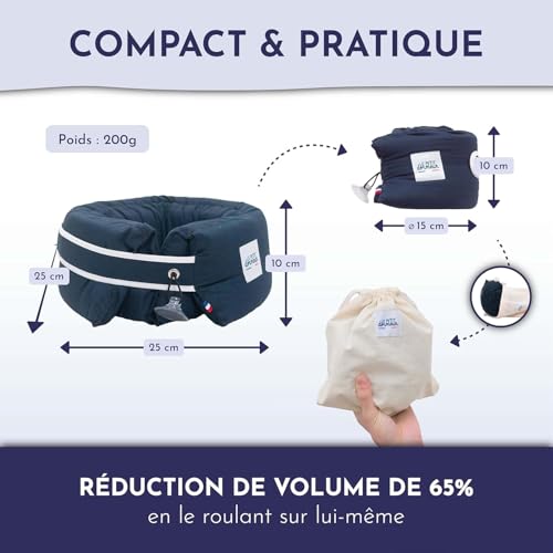 Coussin de voyage avion ergonomique 3 en 1 oreiller lavable