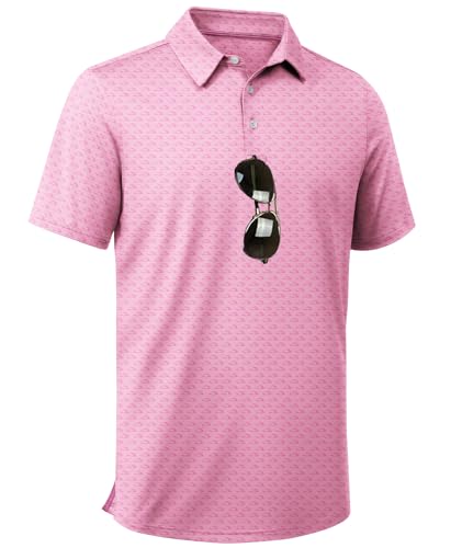 ZITY Mens Golf Shirts Short Sleeve Moisture Wicking Performance Print Patterns Casual Collared Golf Polo Shirt for Men