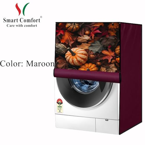 Image of Waterproof 9Kg Front Load Fully Automatic Washing Machine Cover compatible for lg /ifb /godrej /lloyd /bosch & etc Washing Machine (IFB9KMAROONPUBPKINSC12FL04)