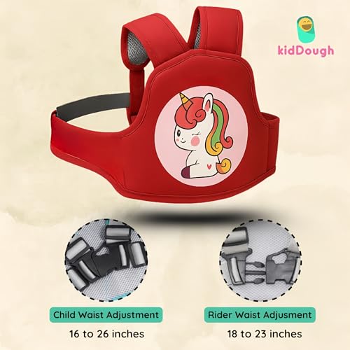 Image of KidDough Baby Safety Belt for Kids | Two Wheeler Bike /Scooty Belt for Kids Safety, Child Harness Safety Belt with Adjustable Baby Carrier for Toddlers & Baby (Cartoon Red)