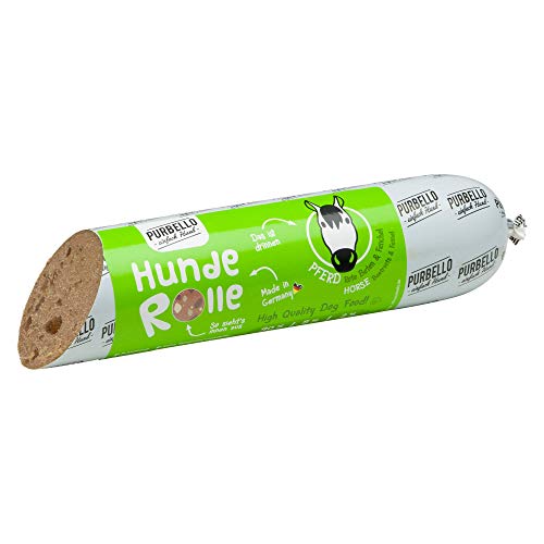 PURBELLO Hunde-Rolle Pferd mit Roter Bete & Fenchel - Monoprotein Hundefutter mit hohem Fleischanteil - Nassfutter für Hunde - Hundewurst schnittfest & getreidefrei, 8 x 400 g