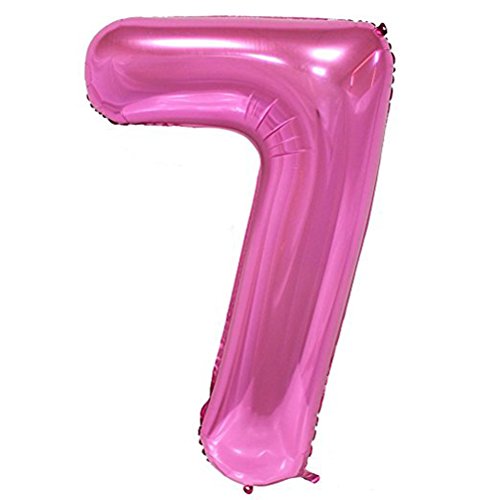 Image of Number 7 Balloon, 7th Birthday Party Decorations Sign for Girls, Pink, 40 Inch