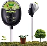 Sungramz Soil Moisture Meter for Plants, 4-in-1 Moisture/pH/Fertility/Sunlight Dial Display, pH Soil Tester for Garden, Lawn, Farm, Indoor & Outdoor Use, No Battery Required, Black
