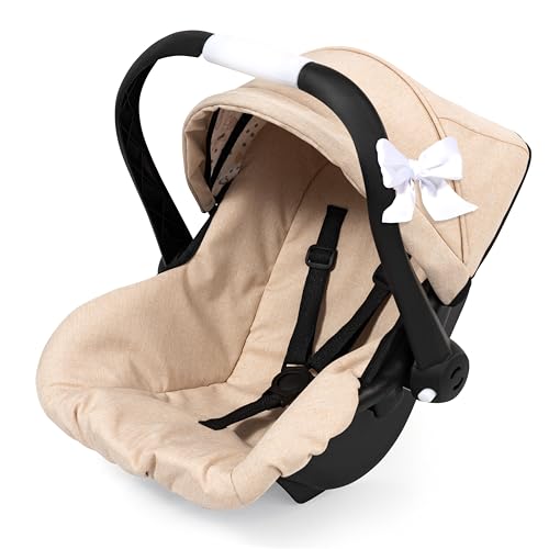 Bayer Design 67975AA Siège Auto pour poupées, siège pour poupons, avec Toit, poignée réglable, Ceinture, pour poupées jusqu'à 46 cm, Beige