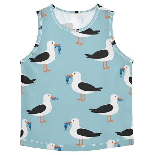 J JOYSAY Wave Fish Blue Boys Tank Top Sleeveless Muscle Shirts Quick Dry Sport Active Workout Kids T-Shirts 3-15T