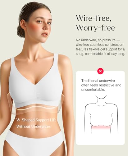 Popilush Seamless Bras for Women - Wireless Pushup Bra Full Coverage Comfortable T Shirt Bralette with Support and Lift2