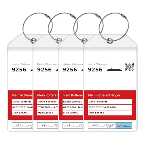 Mein Schiff Kofferanhänger [4er-Pack] Wasserfest & Robust aus Transparentem PVC Gepäckanhänger für Mein Schiff Kreuzfahrten 2026 2027 2028 Kreuzfahrt Zubehör