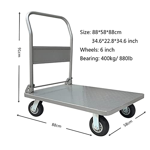 Chariot pliable de manutention avec plateforme acier et roues silencieuses - 2