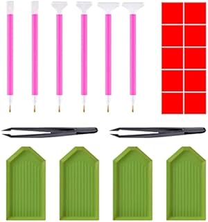 22pcs Painting Tools DIY Diamond Stitch Pen Kit with Tweezers, Glue, Plastic Tray, Diamond Embroidery Box Diamond Painting Pens 5D DIY Diamond Embroidery Pen