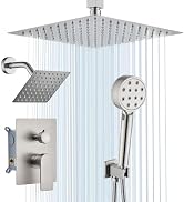 Shower Faucet Set Brushed Nickel Shower System Knob Switch Diverter with High Pressure Handheld S...