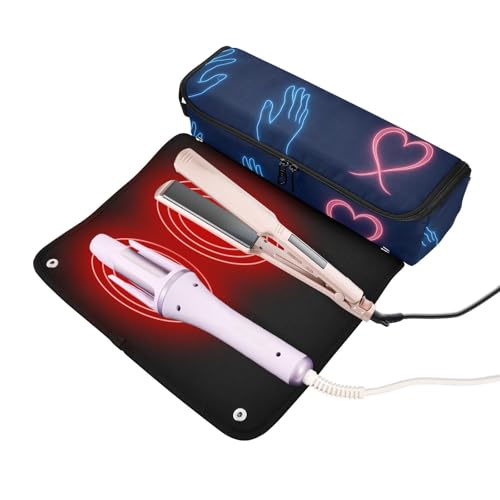 Bolsa de Viaje para Herramientas de Cabello para Mujeres y Tapete Resistente al Calor con Estuche Impermeable para Planchas, Rizadoras y Organizador miniatura 2