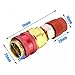KoiLykke R134A High Side Quick Coupler Adapter, 17 mm ID Brass Fitting for Car Air Conditioning for Manifold Gauge, 180-Degree Red
