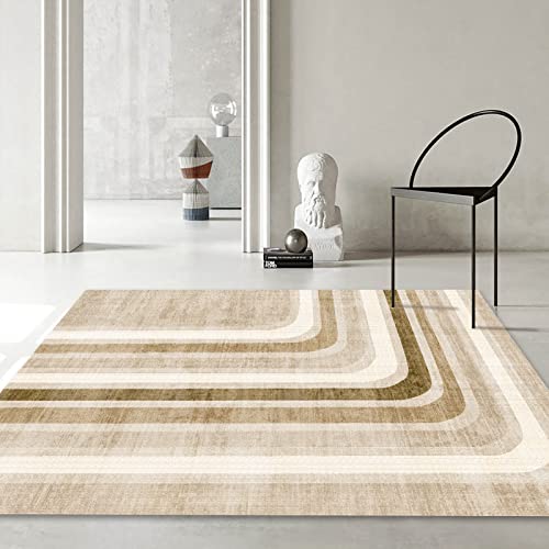 Finoren Gradient Stripes Area Rugs For Living Room,Bedroom,Hallway,Dining Room,Non-Shedding,Non Slip Backing,Floor Decoration Carpets,Brown-White,5'X7' #TOP2