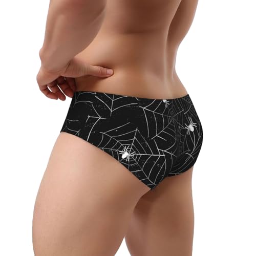 Men'S Triangle Briefs Halloween Black White Spiderwebs Soft Comfortable Underwear Panties Briefs Underwear For Men,3