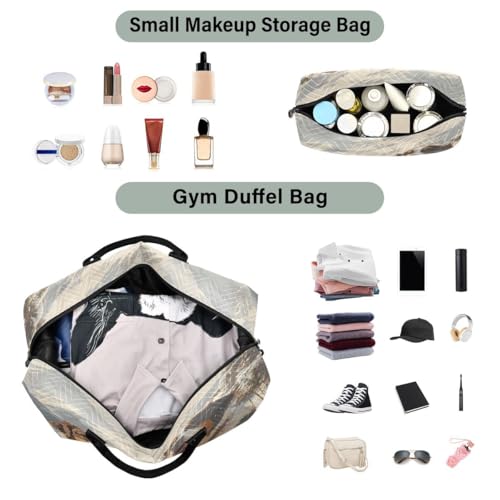 Dog Winter Mountain Tree Travel Duffle Bag Gym Bag Weekender Bags with Toiletry Bag Travel Trip Tote Bag4