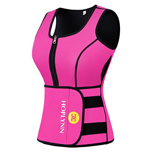 HOPLYNN Sweat Vest for Women, Adjustable Neoprene Sauna Waist Trainer Vest for Weight Loss Pink/L