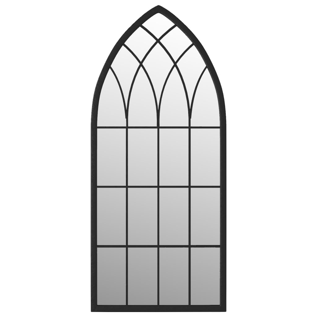 Miroir de jardin noir en fer - 70 x 30 cm - Effet rouille - Grand miroir mural pour jardin et extérieur - Miroir décoratif pour salle de bain et salon