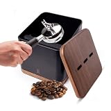 Encanto Luxe Espresso Knock Box with Lid – 1L Steel Coffee Knock Box Espresso with Walnut Non-Slip Base, Quiet Rubber Bar, Barista Essential for Home Coffee Station (Holds 20–25 Pucks), Black