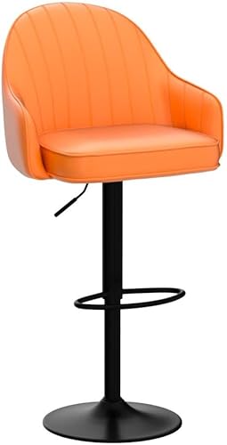Miniatura 5 de Magshion Juego de 2 taburetes de bar de cuero con respaldo, sillas de bar de altura ajustable para cocina, hogar, bar, sala de estar (naranja) Negro