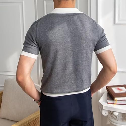 Men Solid Comfy Lapel Fashion Trendy Shirt Casual Light Ripe Wind Pullover Tops Summer Classic Young Polo Shirts3