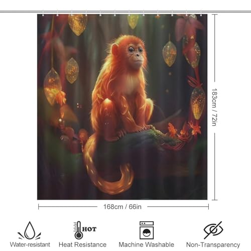 Rideau de douche singe imperméable pour baignoire, dimensions 168x183 cm
