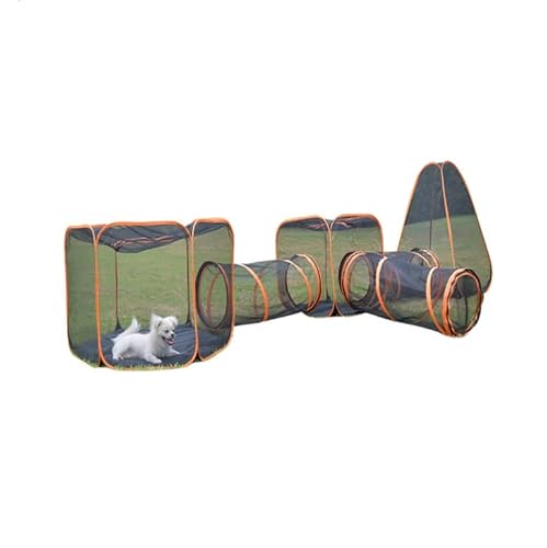 DiDiBirDi Cercado Para Gatos Ao Ar Livre 7 Em 1, Túnel De Cercadinho De Malha Dobrável E Pop-Up Para