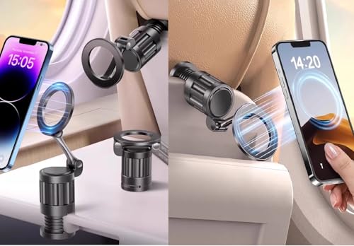 Image of FKU Magnetic Airplane Phone Holder, 360Rotating Foldable Mobile Stand, Plane Travel Essential Accessories for iPhone 16-12 Pro Max /Magsafe Case (Magnetic Airplane Phone Holder)