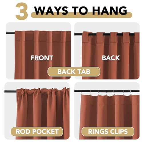 Image of H.VERSAILTEX Blackout Curtains Thermal Insulated Window Treatment Panels Room Darkening Blackout Drapes for Living Room Back Tab /Rod Pocket Bedroom Draperies (2 Panels, Orange, 42 x 84 Inch)