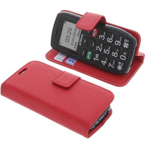 foto-kontor Housse Compatible avec Artfone C1 Style Livre Rouge Coque de Protection Portefeuille