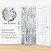 GOER 3.2 ft x 8.2 ft Metallic Tinsel Foil Fringe Curtains Party Photo Backdrop Party Streamers for Birthday,Graduation,New Year Eve Decorations Wedding Decor (Silver,1 Pack)