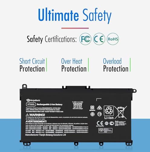 image for NinjaBatt HT03XL Battery for HP L11119-855 HW03XL 7265NGW Pavilion 15-