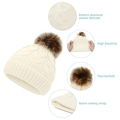 Durio Toddler Winter Hat and Gloves Set Christmas Santa Hats for Kids Cozy Warm Snow Mittens for Boys and Girls 1-8Years4