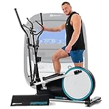 TRANSPORTABILITÄT: Der Elliptical Trainer kann mittels Transportrollen an der Vorderachse und einem speziellen Griff an der Hinterachse jederzeit leicht verstellt werden