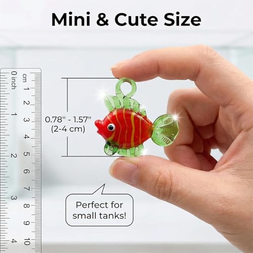 Image of Hand Blown Glass Fish Figurines with Floats, Set of 3 Small Tropical Sea Animal Decor (A)