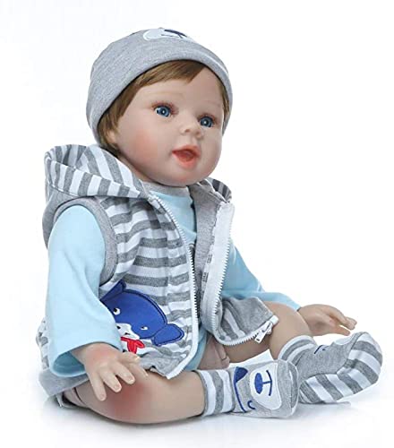 dfff Lebensechte 18 Zoll 45 cm Reborn Baby Boy Puppe Weiches Silikon Realistisch aussehende Neugeborene Puppen… – Bild 6