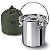 OUTBEAR【秒速消火】 火消しつぼ ステンレス 帆布袋付き (2通りの消火方法) 火消し壺 炭 薪 消火 バーベキュー 焚き火