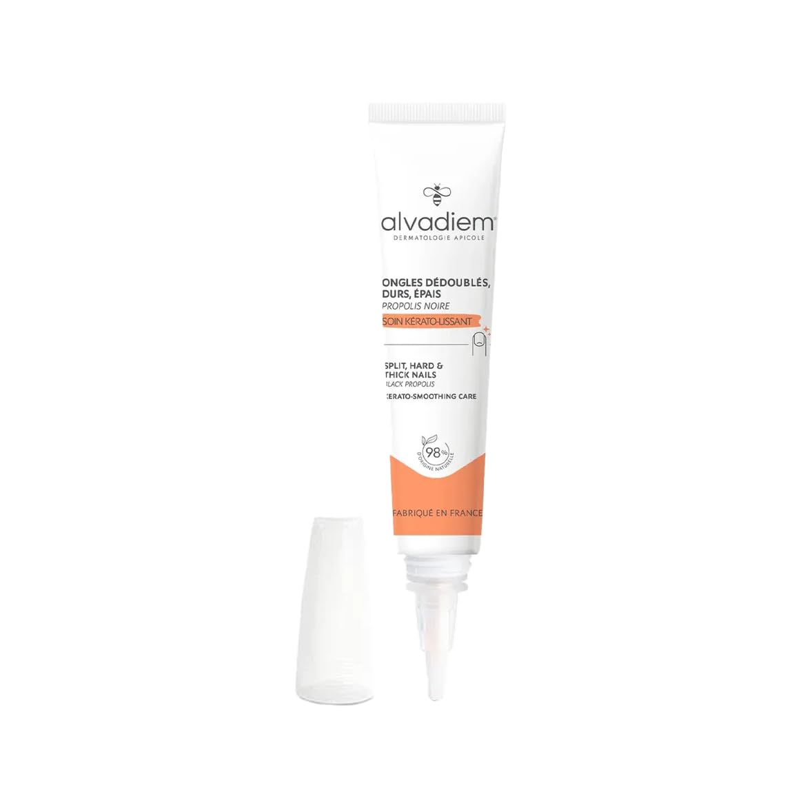 Alvadiem | Soin Ongles Kérato-Lissant Ongles Durs, Épais, Abîmés | Affine, Lisse et Restructure | Propolis Noire et AHA Libération Prolongée | Fabriqué en France, Testé Dermatologiquement | 10 ml