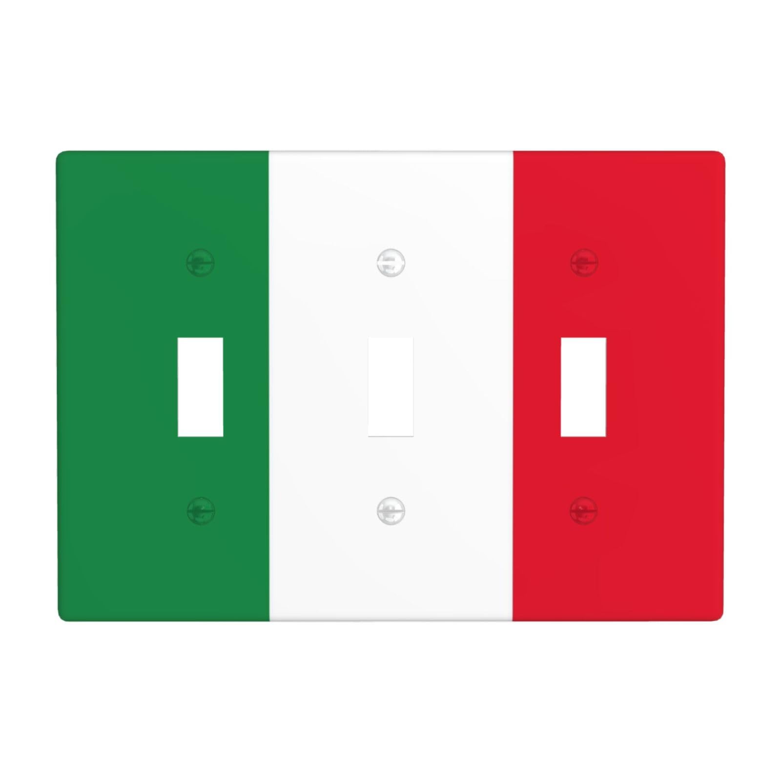 Italian Flag 3 Gang Switch Plate Cover-Unbreakable Polycarbonate Wall Plate, Heat Resistant Toggle Switch Decor for Home
