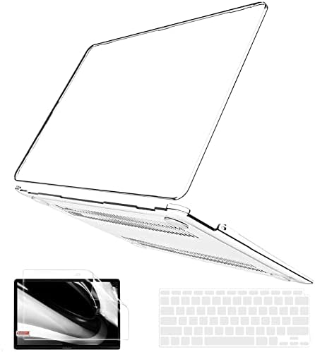 B BELK Compatible with MacBook Air 13 inch Case 2022 2021 2020 2019 2018 M1 A2337 A2179 A1932, Plastic Hard Shell Case + Keyboard Cover + Screen Protector for Mac Air 13 with Touch ID, Crystal Clear