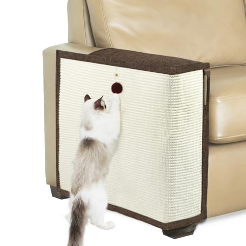 Upgraded Cat Scratch Sofa Protector with Sisal and Scratch Ball