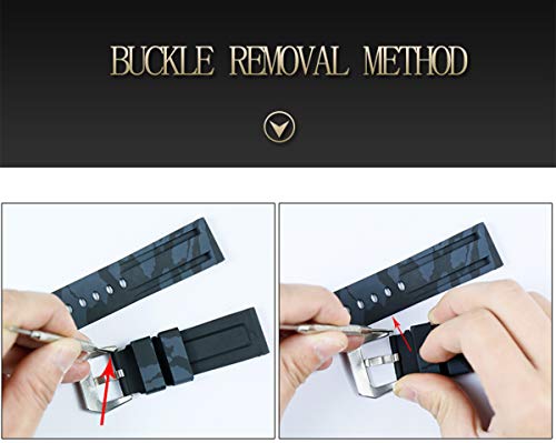 Mcxgl Rubber Strap 24Mm Silicone Watch Bands Replacement For Panerai Smart Watch （Include Black Buckle） #TOP6