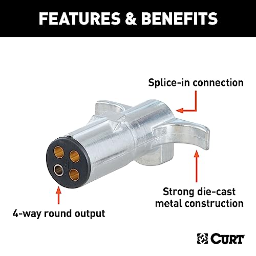 Image of CURT 58060 Trailer-Side 4-Pin Round Wiring Harness Plug